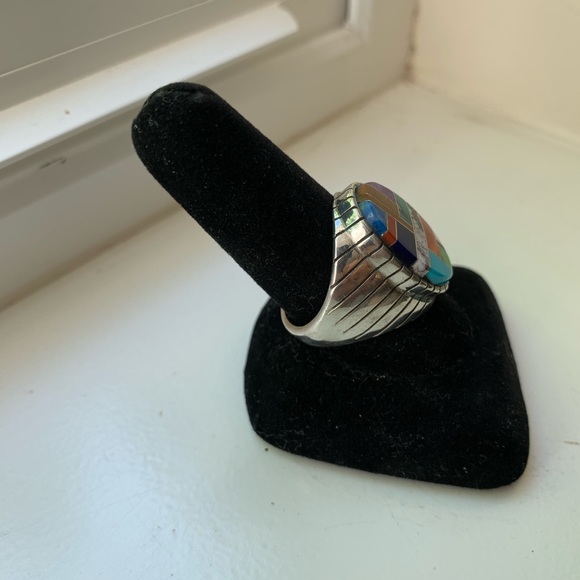 Chunky Sterling Inlay Ring - Picture 2 of 8